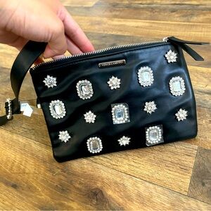 Vince Camuto Black Crystal Embellished Satchel